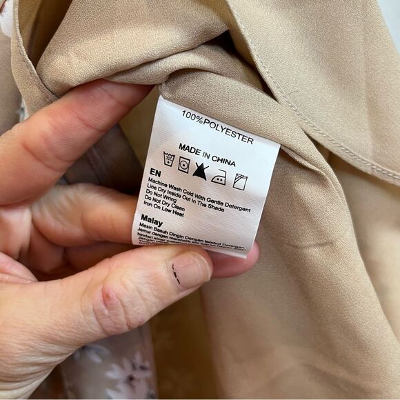 Zalora Collection Floral Nude Printed Bell Sleeve Boho Dress NWT! size Small - Picture 13 of 13